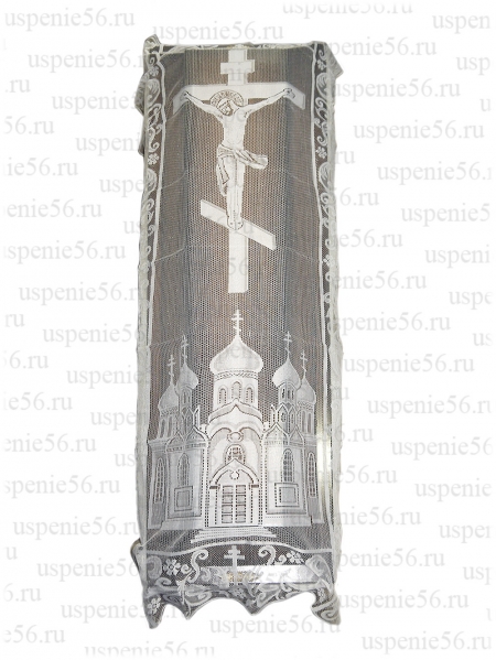 Покрывало тюлевое собор-крест широкое с зубчиками.